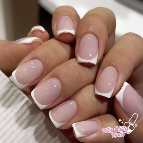 Sweet Pink Butter French Tip Nails ♡Delivery Included♡