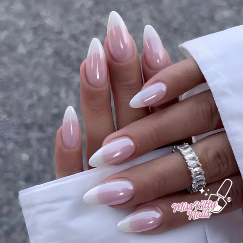 Chrome Pink KittyClaws® Almond French Tip Nails