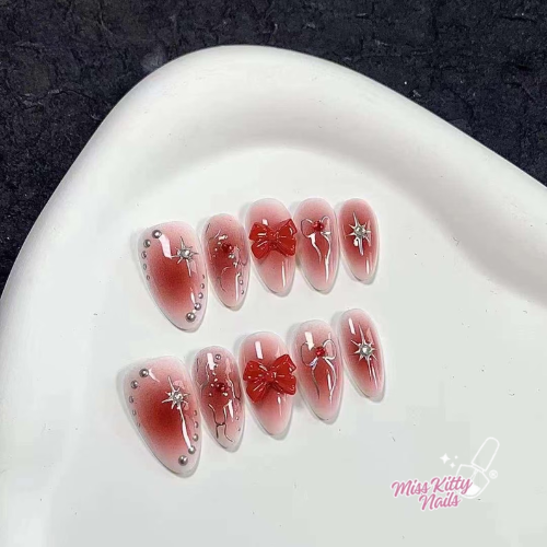 Press On Nail Studio Bow Tie Love Splash Design